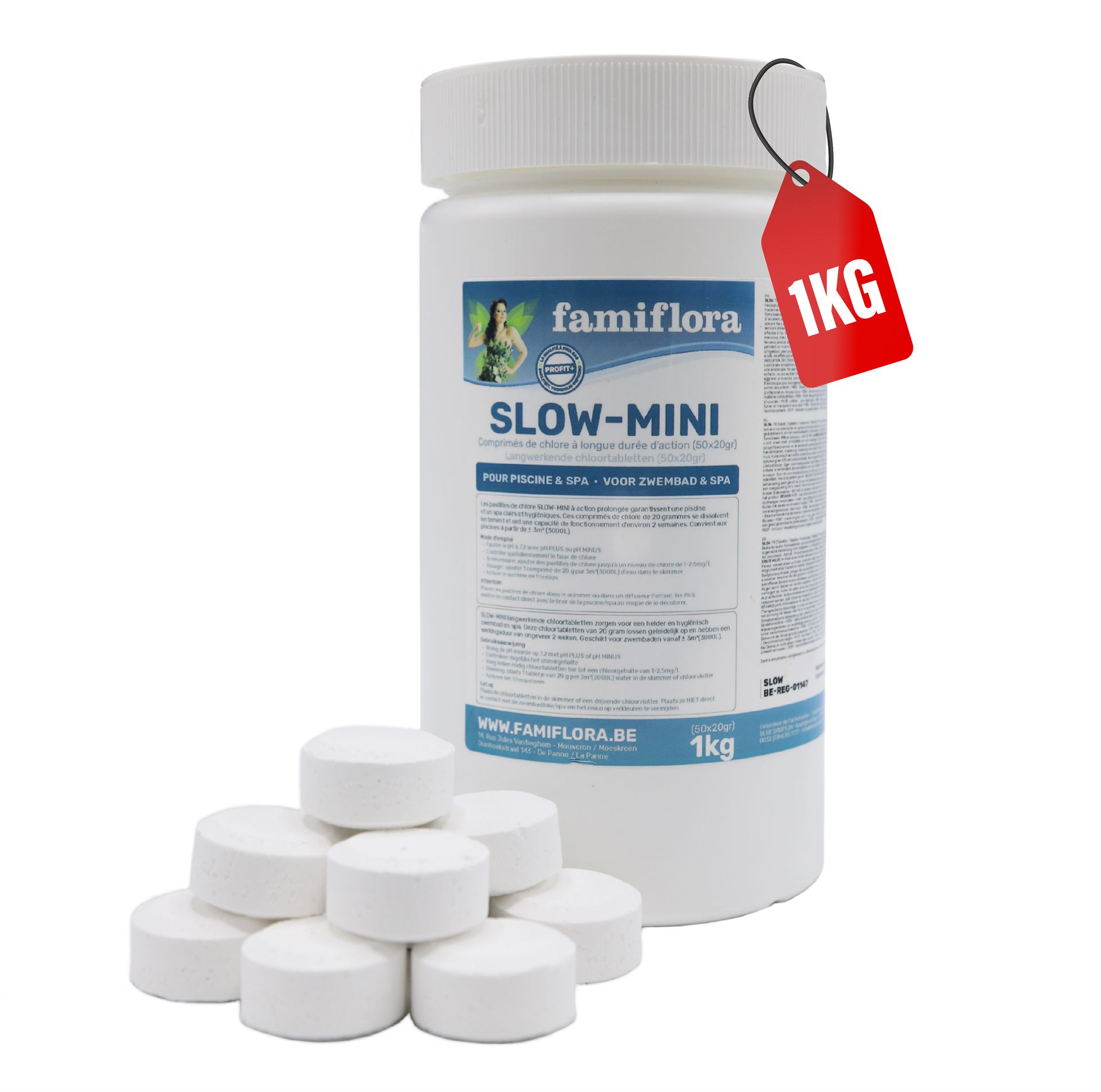 Famiflora Slow-Mini - long-acting chlorine 1kg - small tablets 50 x 20gr