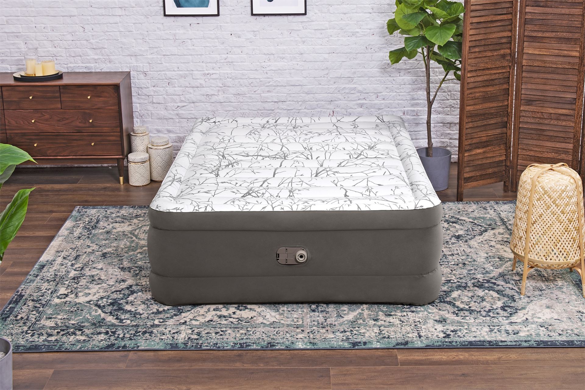 Bestway-2-03m-x-1-52m-x-56cm-Tritech-Fashion-Flock-Air-Mattress-Queen-Built-in-AC-Pump