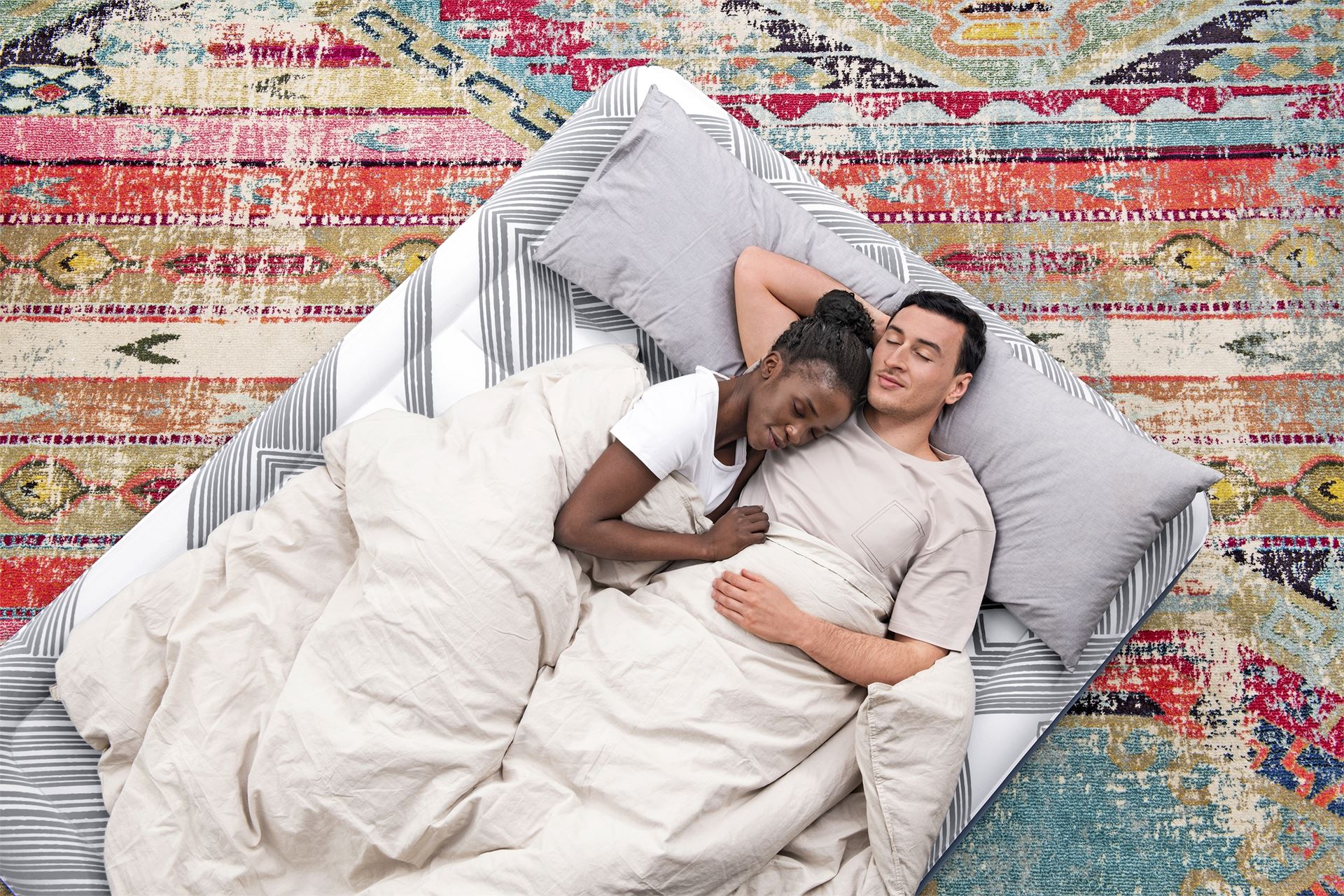 Bestway matelas à air 'Tritech Queen' - 203x152x36 cm - avec côté, pompe intégrée Bestway-2-03m-x-1-52m-x-36cm-Tritech-Fashion-Flock-Air-Mattress-Queen-Built-in-AC-Pump
