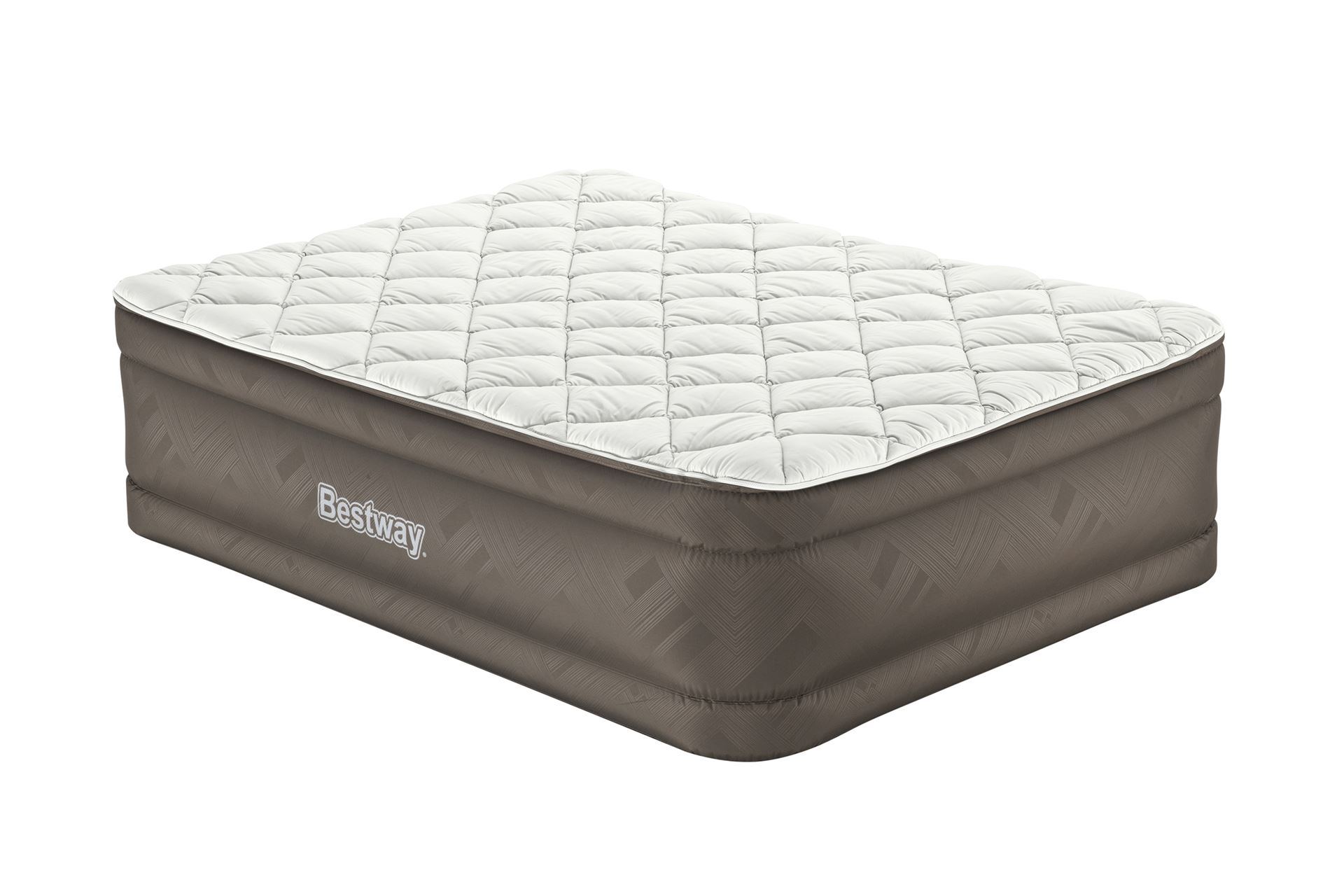 Bestway matelas d'air 'Fortech Queen' - 203x152x51 cm - avec pompe incorporée - brun/gris Bestway-2-03m-x-1-52m-x-51cm-Fortech-Duvet-Top-Air-Mattress-Queen-Built-in-AC-Pump