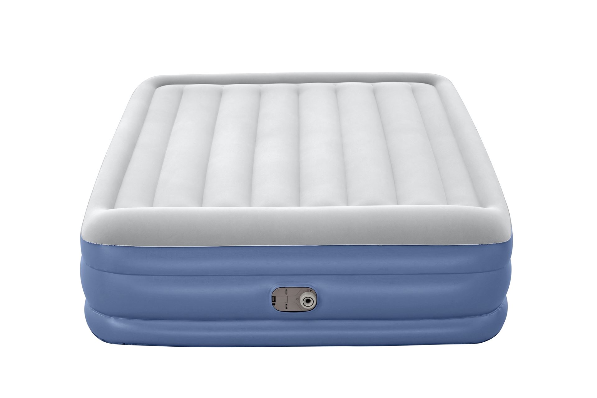 Bestway luchtbed 'Tritech Queen' - 203x152x46 cm - met zijkant, ingebouwde pomp, leegloopventiel en hoofdkussen - blauw/grijs Bestway-2-03m-x-1-52m-x-46cm-Tritech-Air-Mattress-Queen-Built-in-AC-Pump