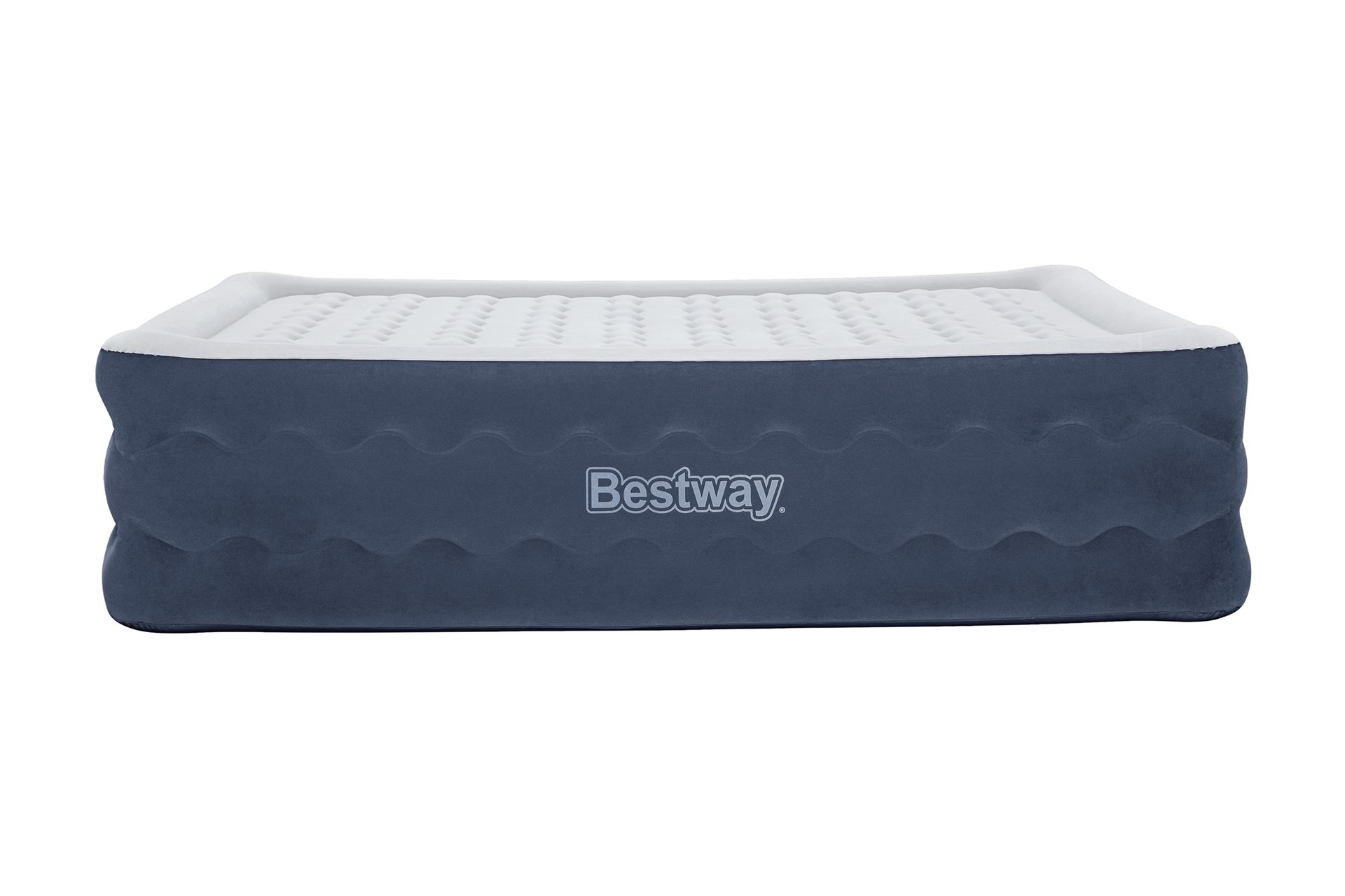 Bestway air bed 'Tritech Queen' - 203x152x51 cm - with side, built-in pump - Luxury design blue/white Bestway-2-03m-x-1-52m-x-51cm-Tritech-Truleisure-Air-Mattress-Queen-Built-in-AC-pump