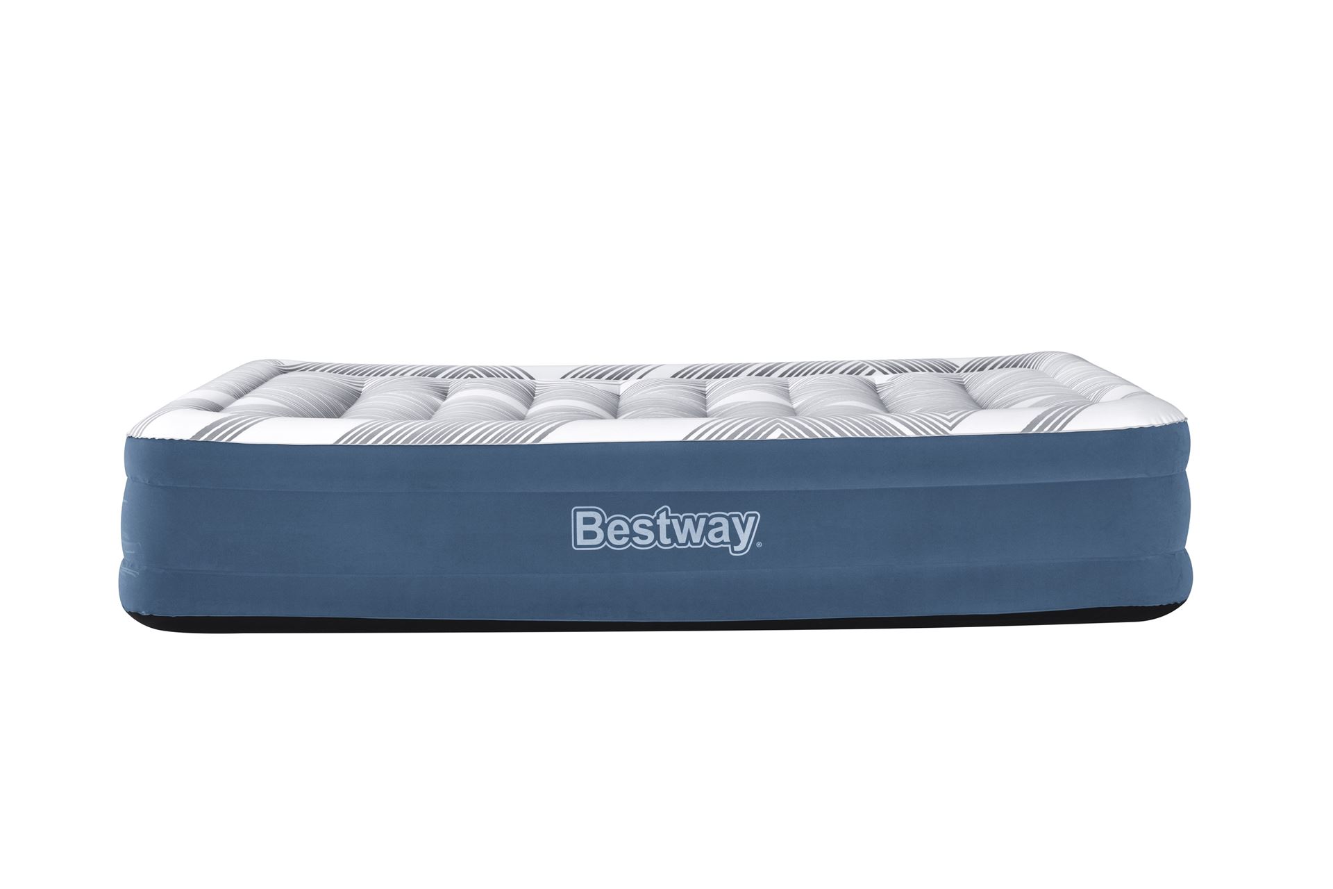 Bestway matelas à air 'Tritech Queen' - 203x152x36 cm - avec côté, pompe intégrée Bestway-2-03m-x-1-52m-x-36cm-Tritech-Fashion-Flock-Air-Mattress-Queen-Built-in-AC-Pump