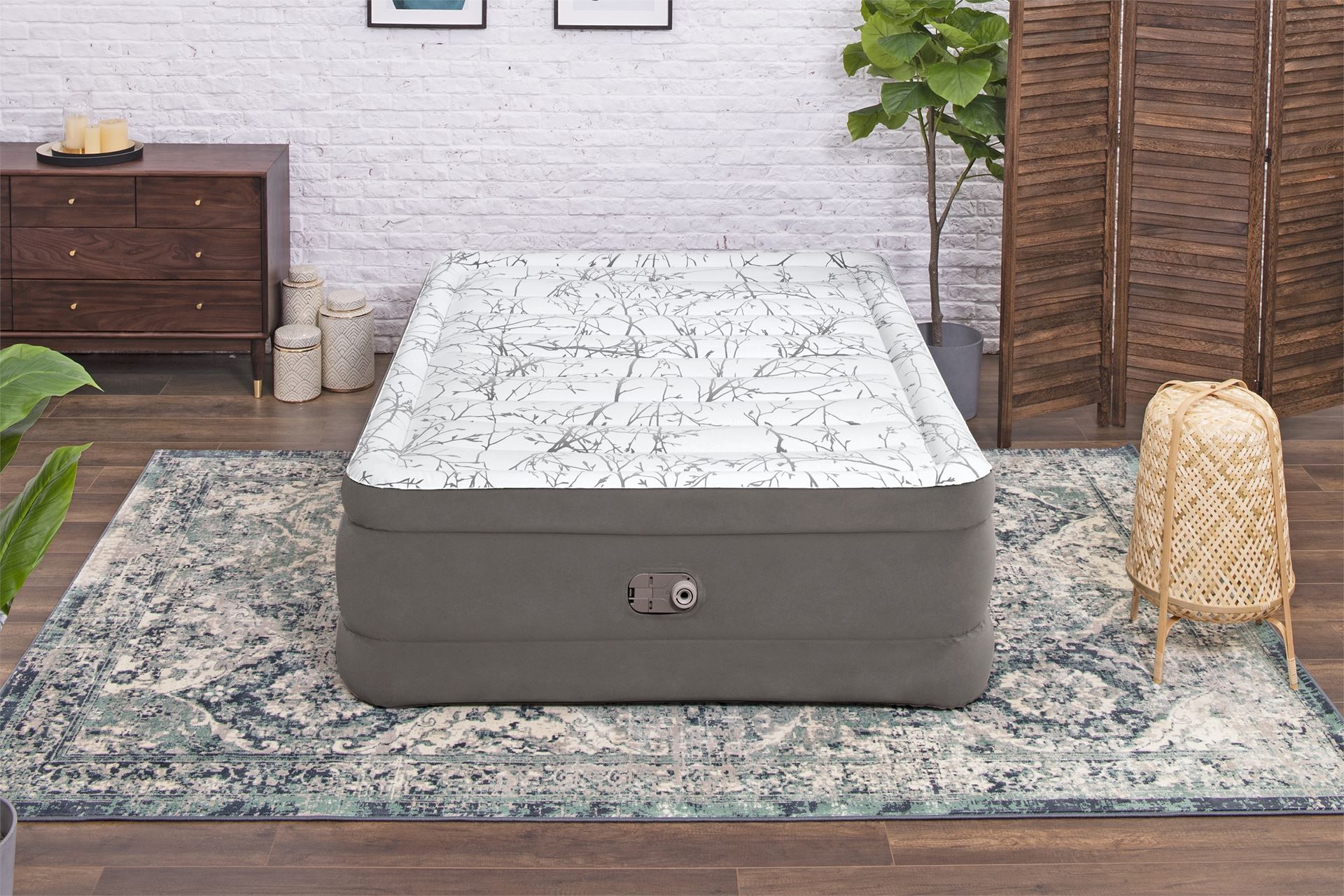 Bestway-2-03m-x-1-52m-x-56cm-Tritech-Fashion-Flock-Air-Mattress-Queen-Built-in-AC-Pump