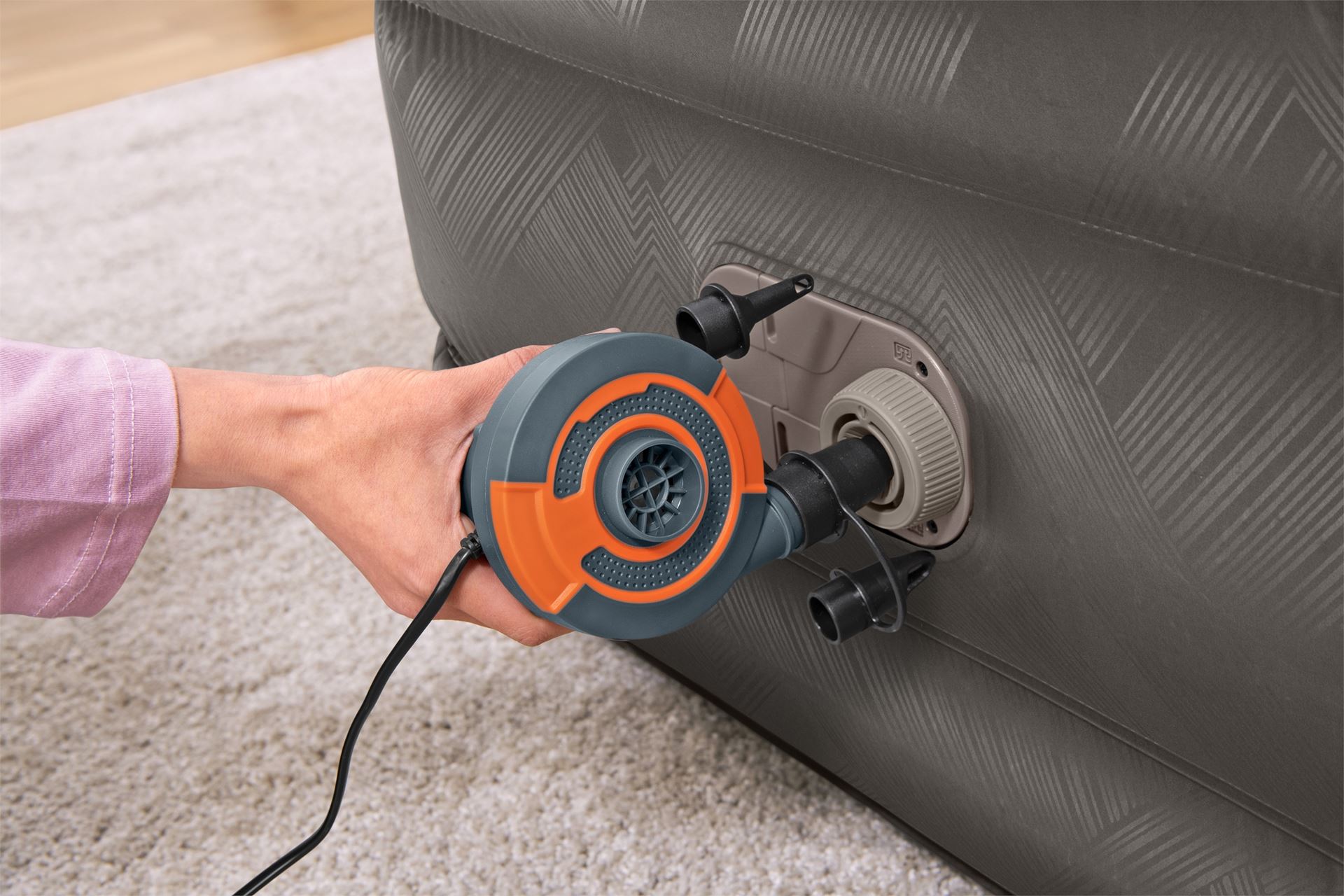 Bestway luchtbed 'Fortech Twin' - 191x97x46 cm - met ingebouwde pomp - bruin/grijs Bestway-1-91m-x-97cm-x-46cm-Fortech-Air-Mattress-Twin-Built-in-AC-pump