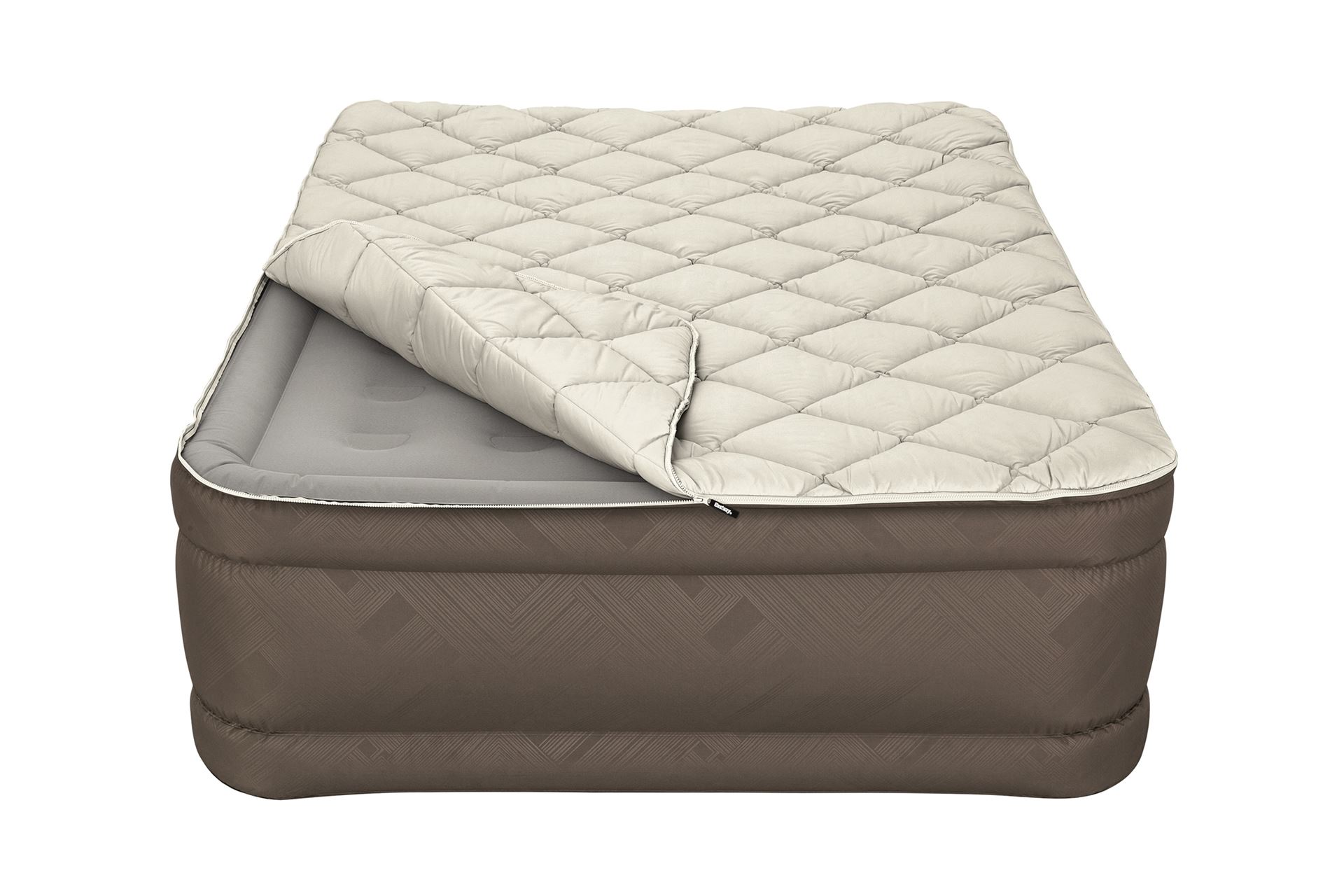 Bestway matelas d'air 'Fortech Queen' - 203x152x51 cm - avec pompe incorporée - brun/gris Bestway-2-03m-x-1-52m-x-51cm-Fortech-Duvet-Top-Air-Mattress-Queen-Built-in-AC-Pump