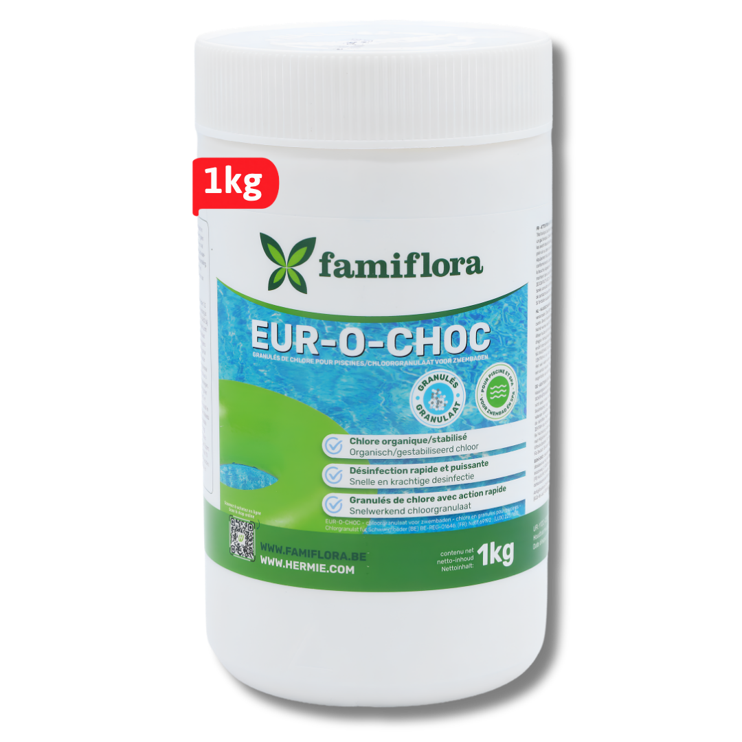Famiflora Eur-O-Choc fast-acting organic chlorine granules 1kg - stabilized chlorine