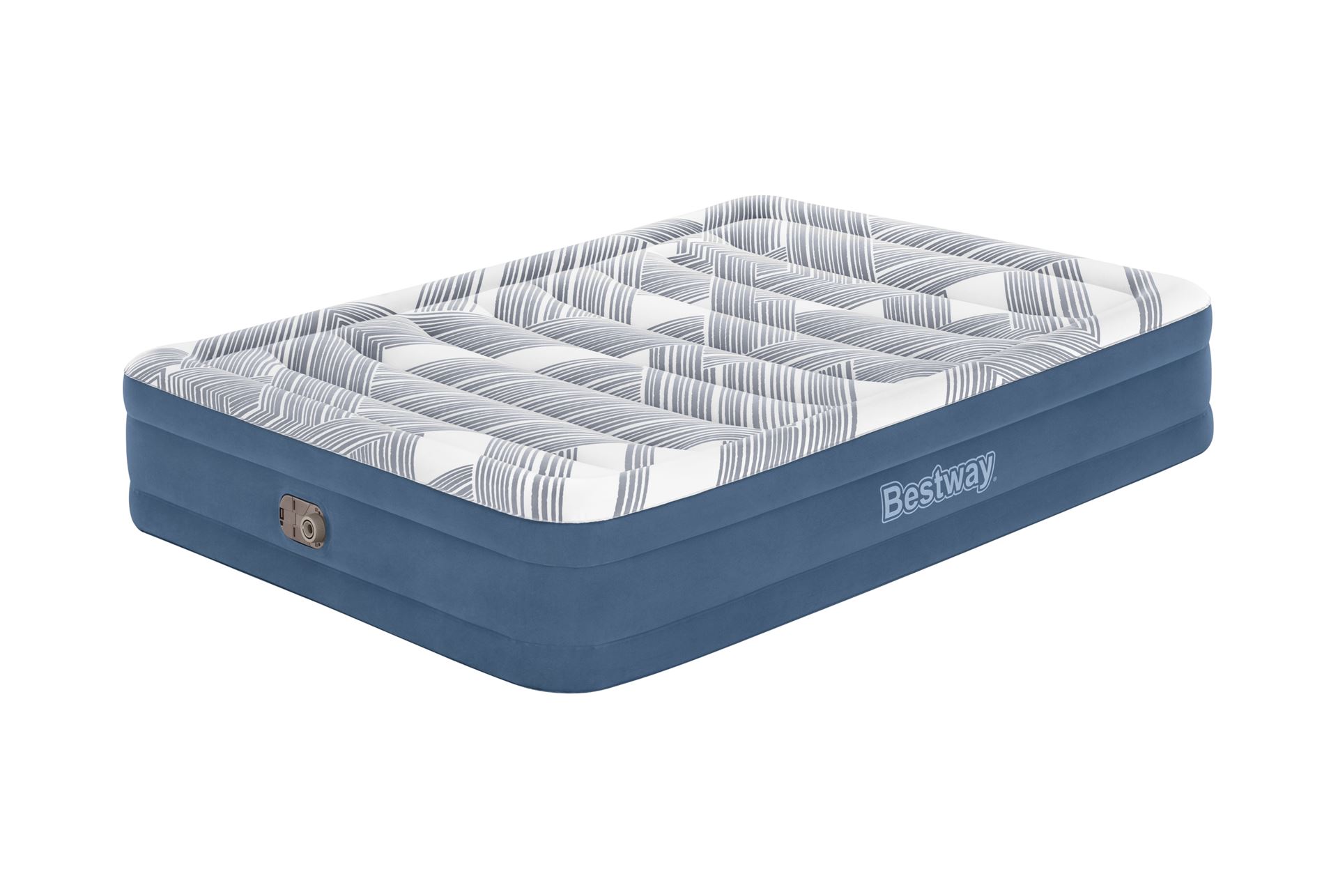 Bestway matelas à air 'Tritech Queen' - 203x152x36 cm - avec côté, pompe intégrée Bestway-2-03m-x-1-52m-x-36cm-Tritech-Fashion-Flock-Air-Mattress-Queen-Built-in-AC-Pump
