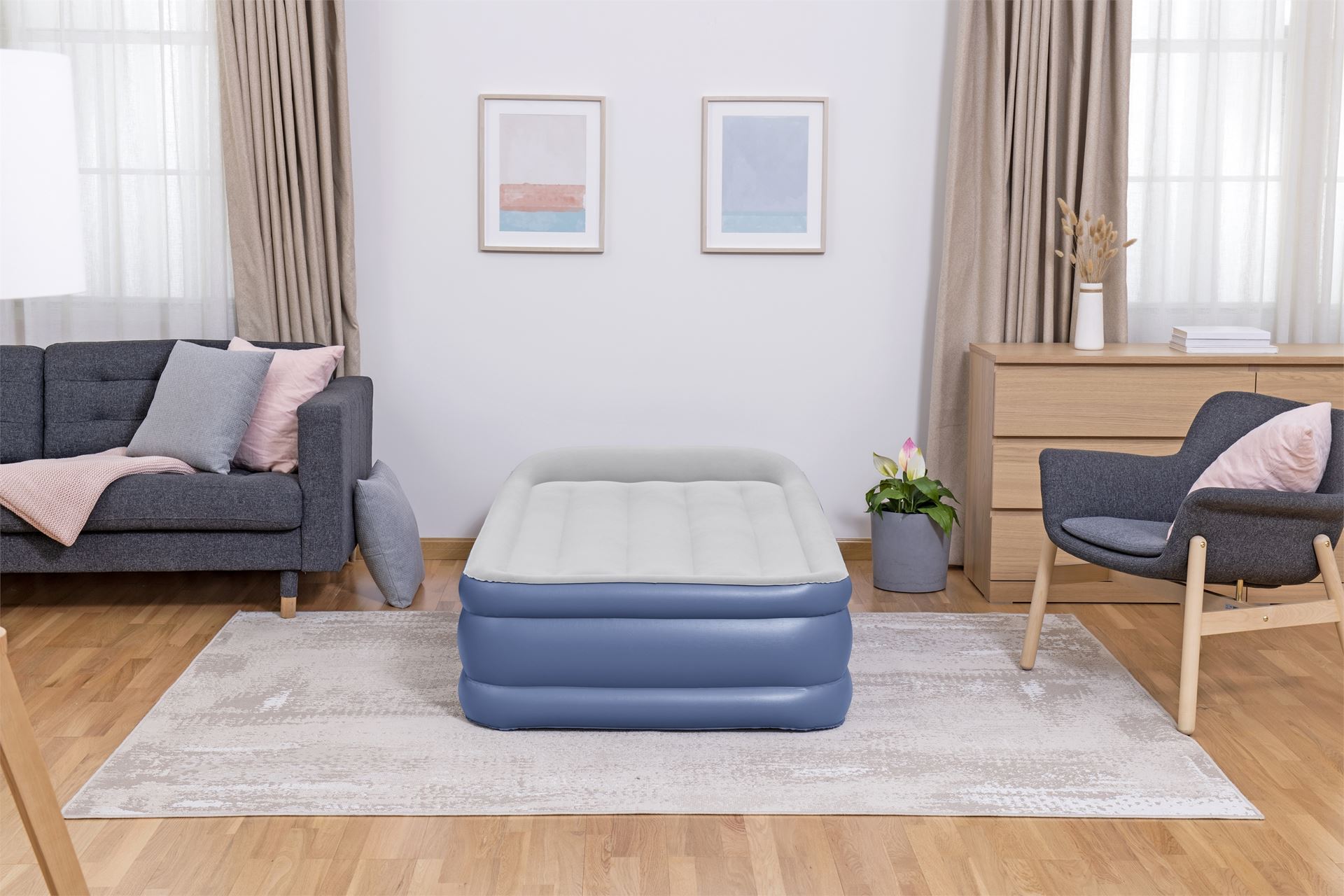 Bestway luchtbed 'Tritech Queen' - 191x97x46 cm - met ingebouwde USB pomp Bestway-1-91m-x-97cm-x-46cm-Tritech-Air-Mattress-Twin-Built-in-AC-Pump
