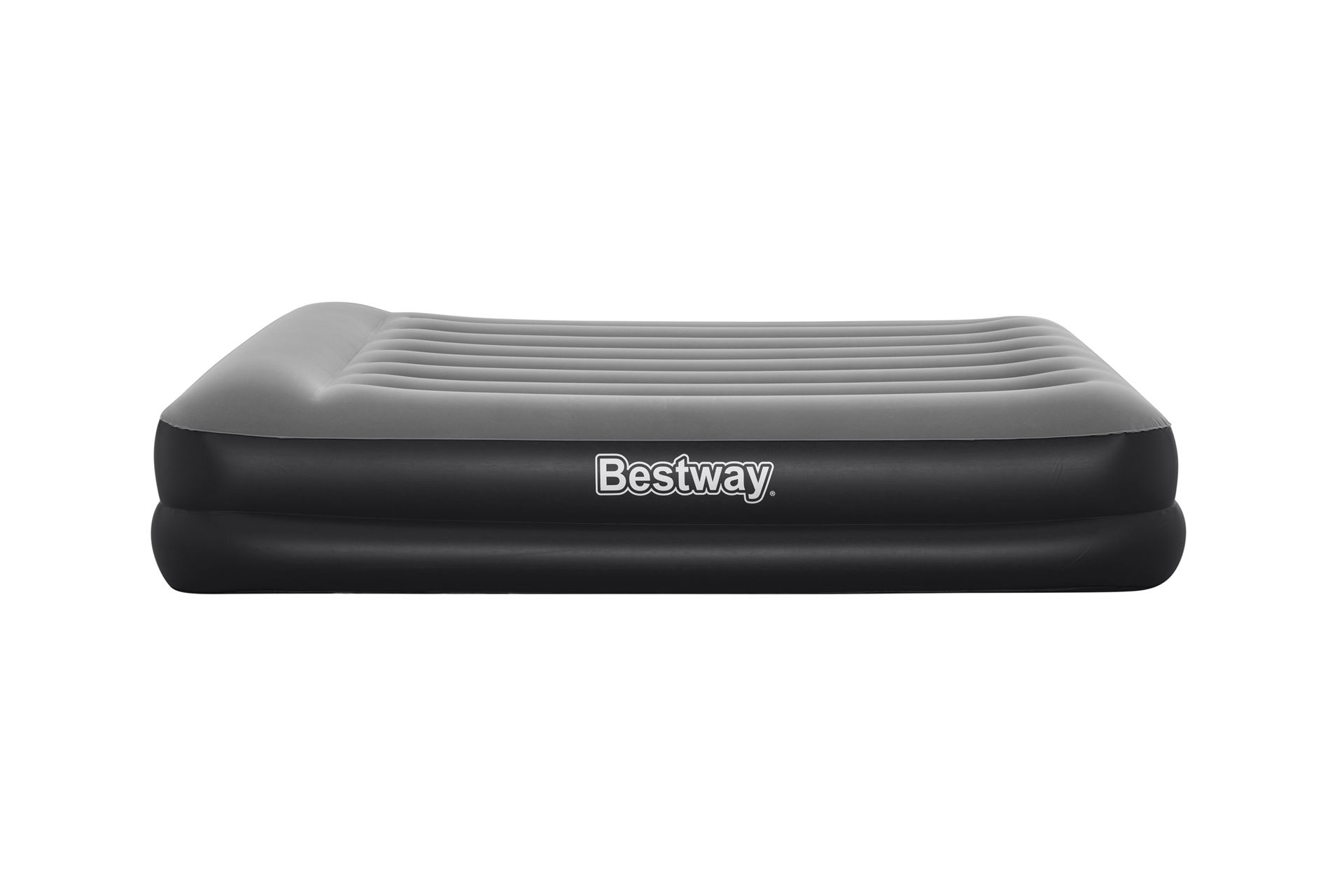 Bestway luchtbed 'Tritech Queen' - 203x152x46 cm - met ingebouwde pomp, leegloopventiel en hoofdkussen - zwart/grijs Bestway-2-03m-x-1-52m-x-46cm-Tritech-Air-Mattress-Queen-Built-in-AC-pump