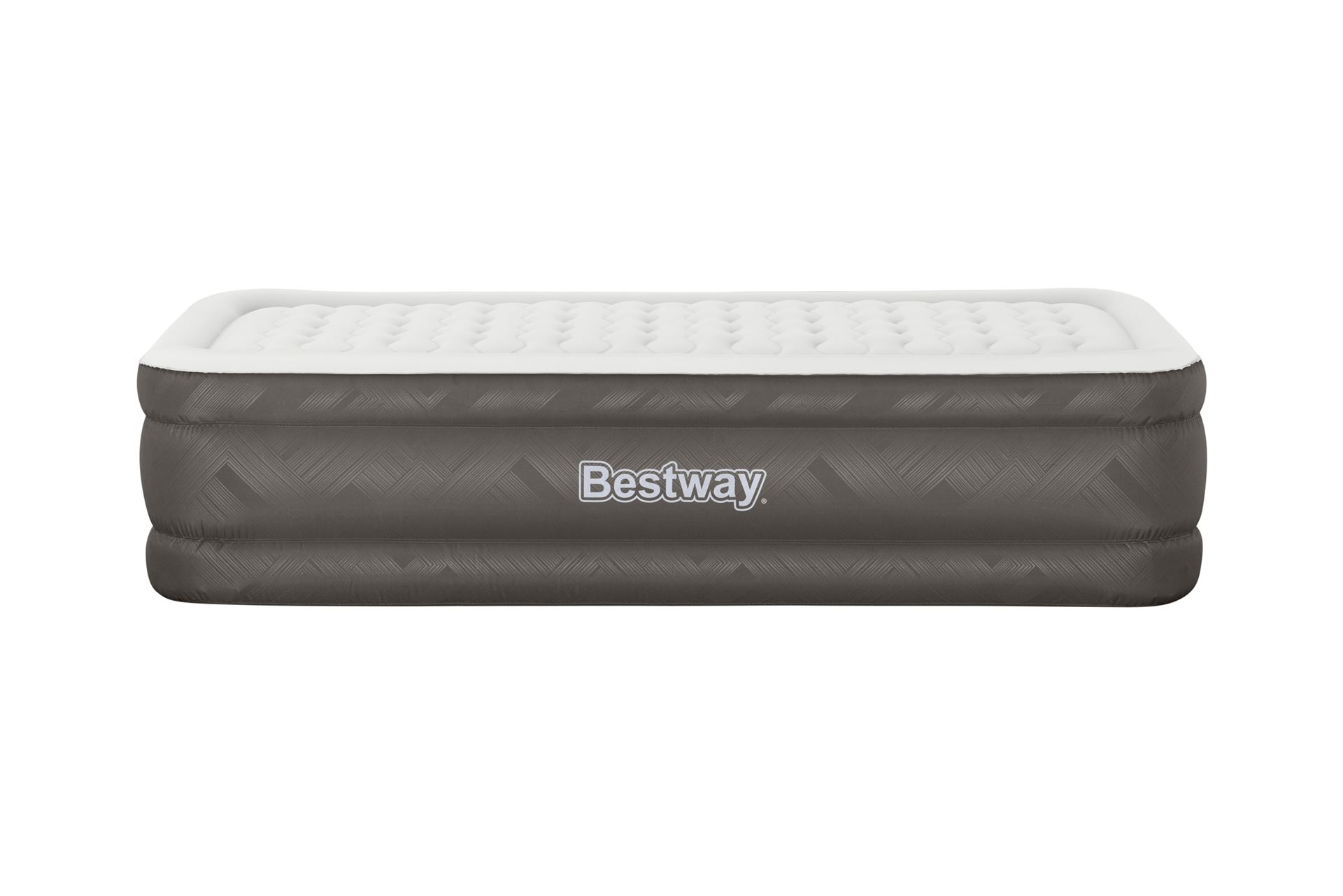 Bestway luchtbed 'Fortech Twin' - 191x97x46 cm - met ingebouwde pomp - bruin/grijs Bestway-1-91m-x-97cm-x-46cm-Fortech-Air-Mattress-Twin-Built-in-AC-pump