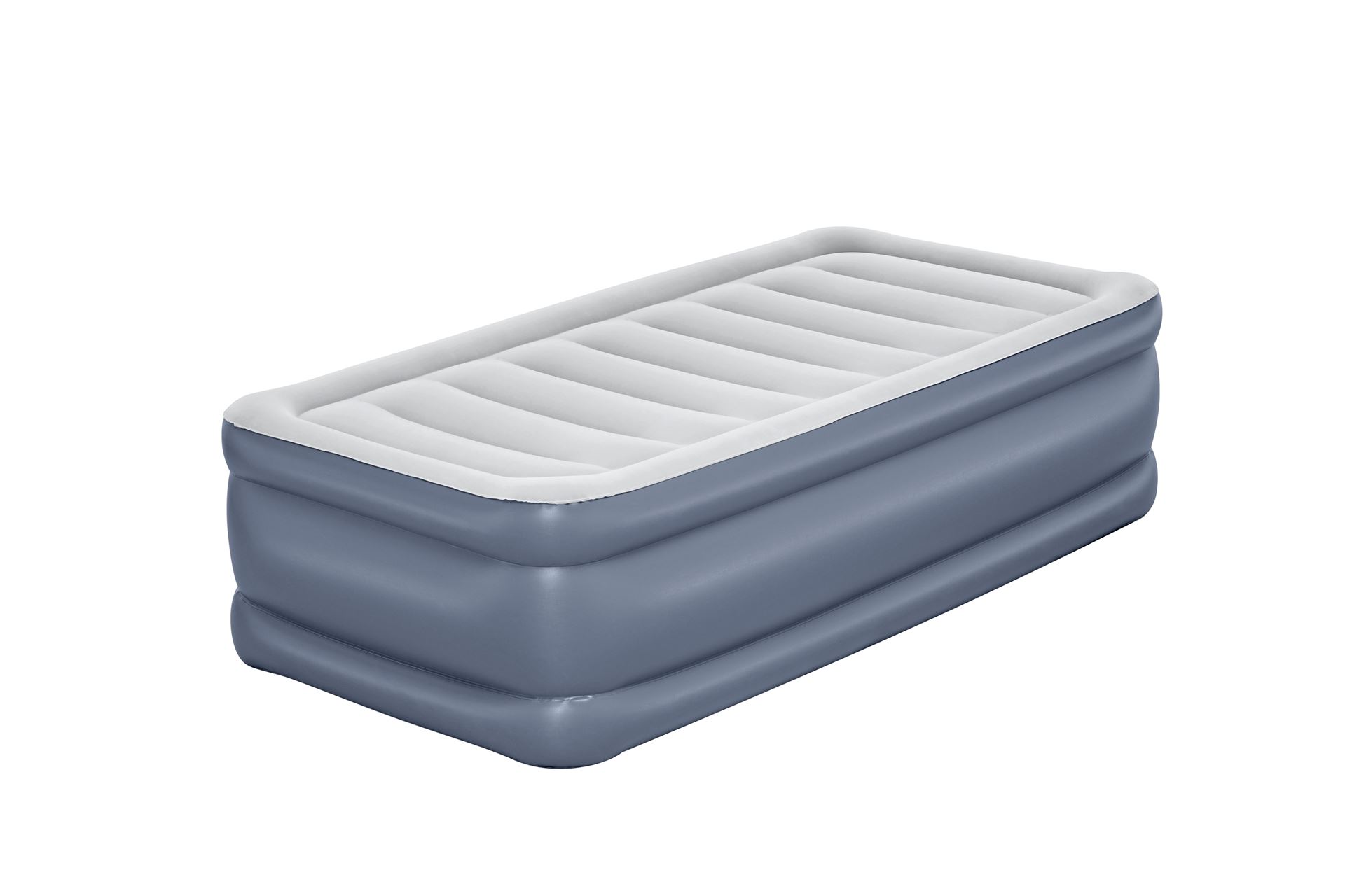 Bestway luchtbed 'Tritech Twin' - 191x97x51 cm - met zijkant, ingebouwde pomp - blauw/wit Bestway-1-91m-x-97cm-x-51cm-Tritech-Air-Mattress-Twin-Built-in-AC-Pump