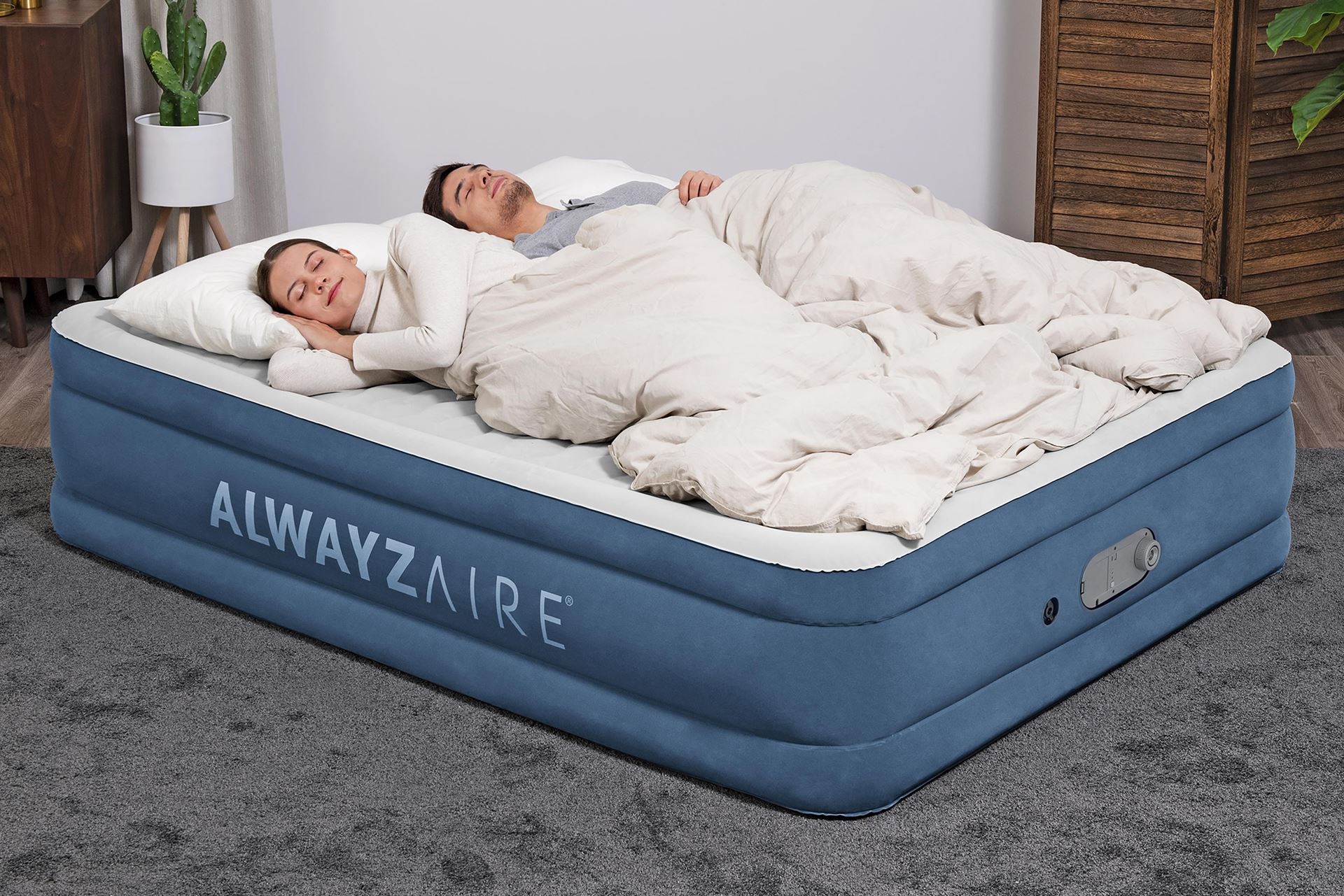 Bestway-2-03m-x-1-52m-x-46cm-AlwayzAire-Air-Mattress-Queen-Built-in-Dual-Pump