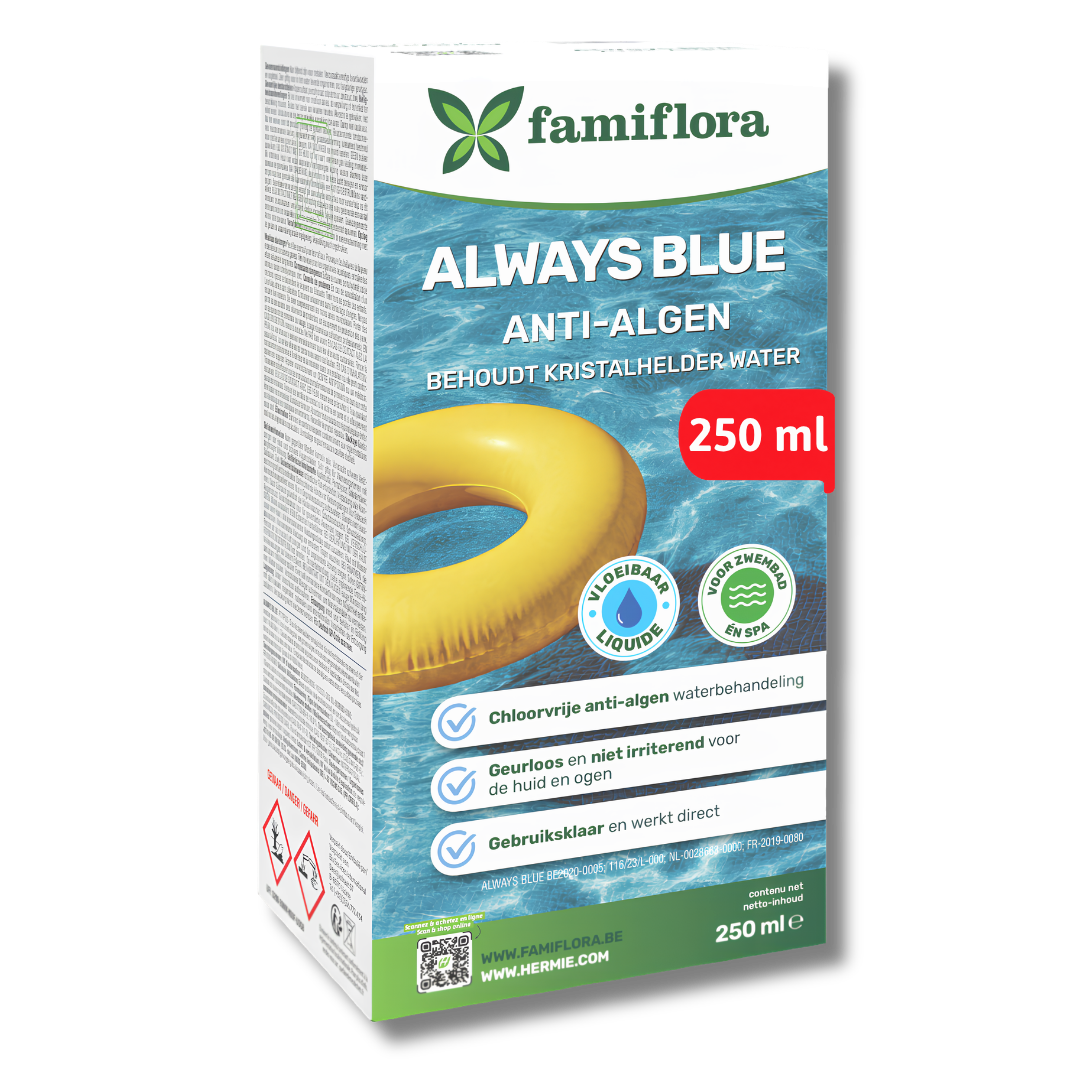 Famiflora Always Blue Anti-Algae & Green Remover - 250 ml - Chlorine-free chlorine treatment - For pool and spa