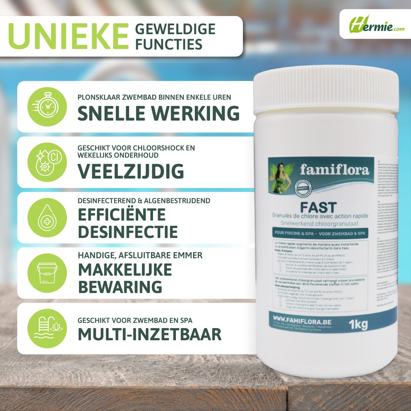 Famiflora Fast - snelwerkend chloorgranulaat 1kg