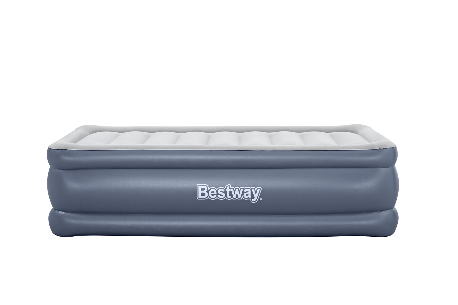 Bestway luchtbed 'Tritech Twin' - 191x97x51 cm - met zijkant, ingebouwde pomp - blauw/wit Bestway-1-91m-x-97cm-x-51cm-Tritech-Air-Mattress-Twin-Built-in-AC-Pump