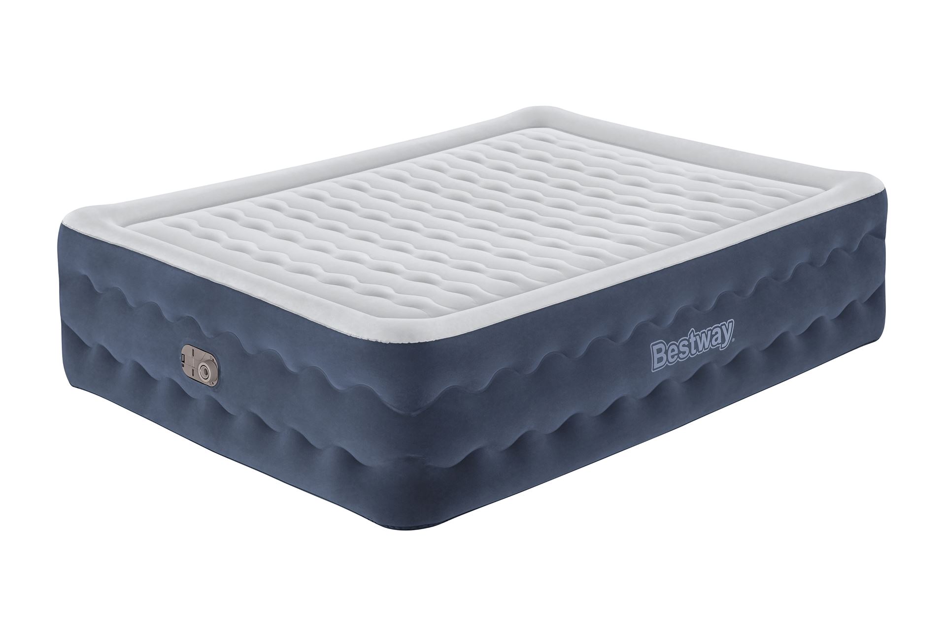 Bestway air bed 'Tritech Queen' - 203x152x51 cm - with side, built-in pump - Luxury design blue/white Bestway-2-03m-x-1-52m-x-51cm-Tritech-Truleisure-Air-Mattress-Queen-Built-in-AC-pump