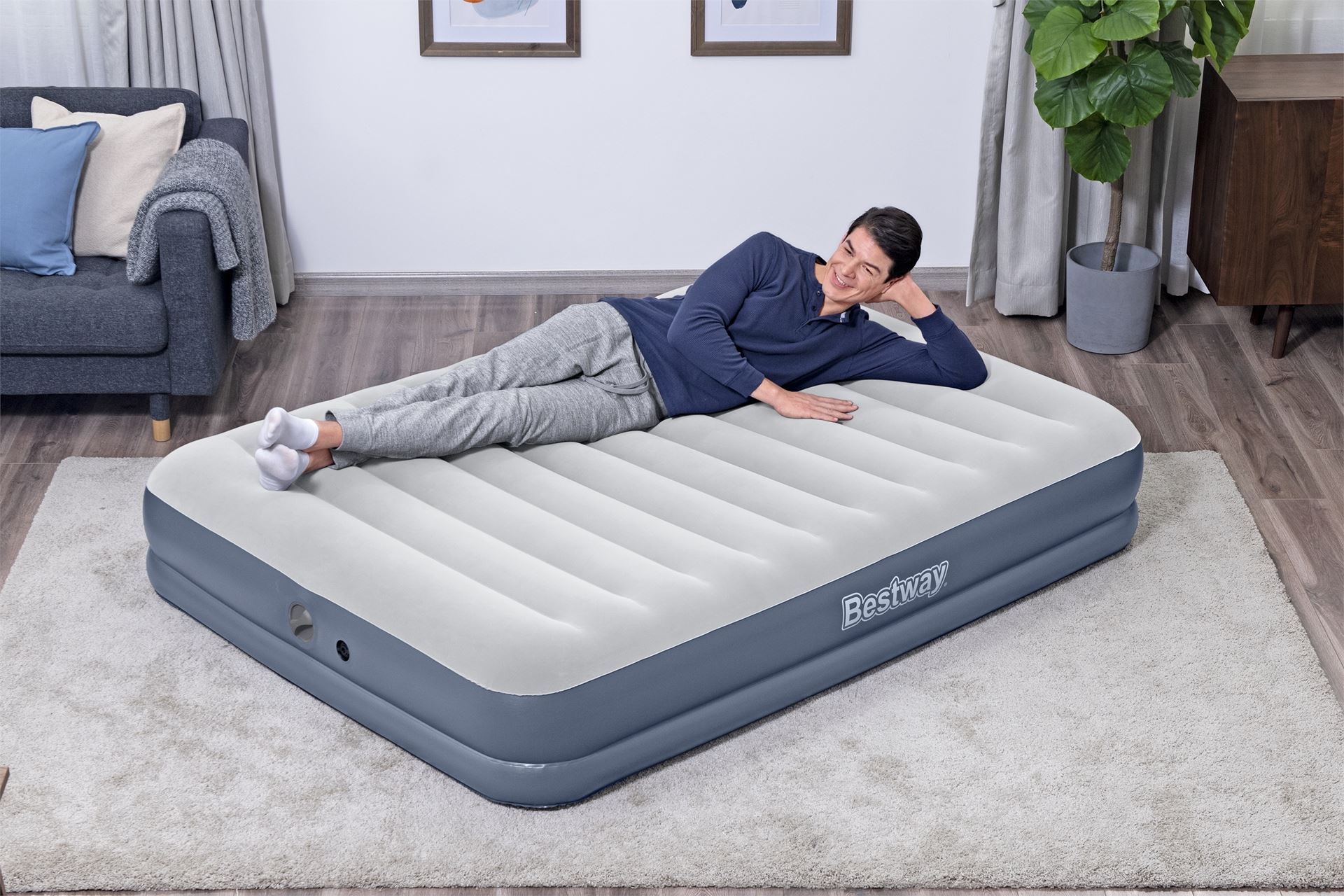 Bestway-2-03m-x-1-52m-x-36cm-Tritech-Air-Mattress-Queen-Built-in-Rechargeable-Pump