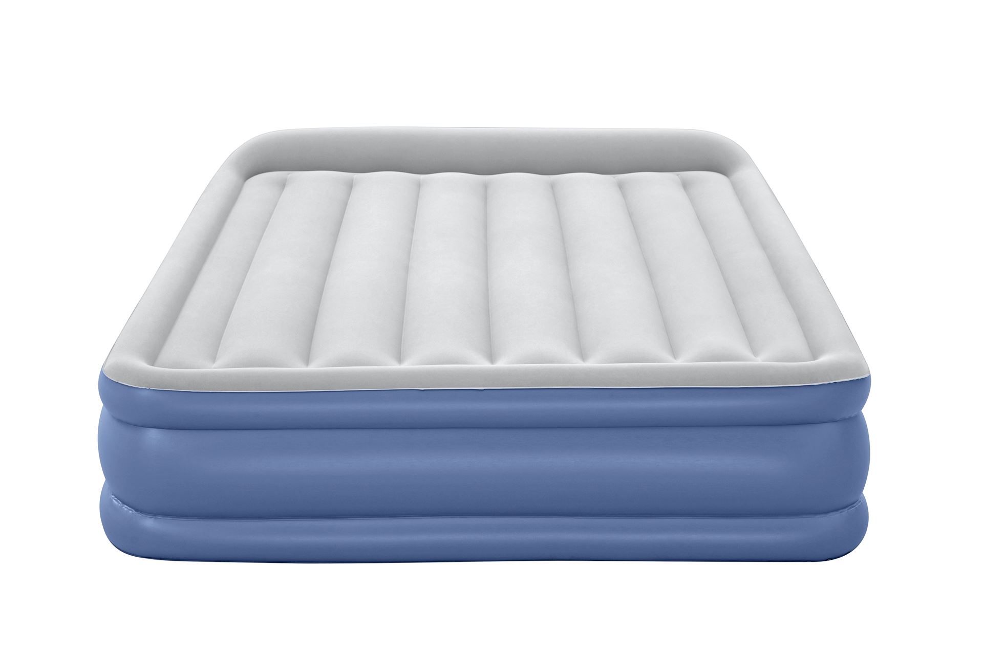 Bestway luchtbed 'Tritech Queen' - 203x152x46 cm - met zijkant, ingebouwde pomp, leegloopventiel en hoofdkussen - blauw/grijs Bestway-2-03m-x-1-52m-x-46cm-Tritech-Air-Mattress-Queen-Built-in-AC-Pump