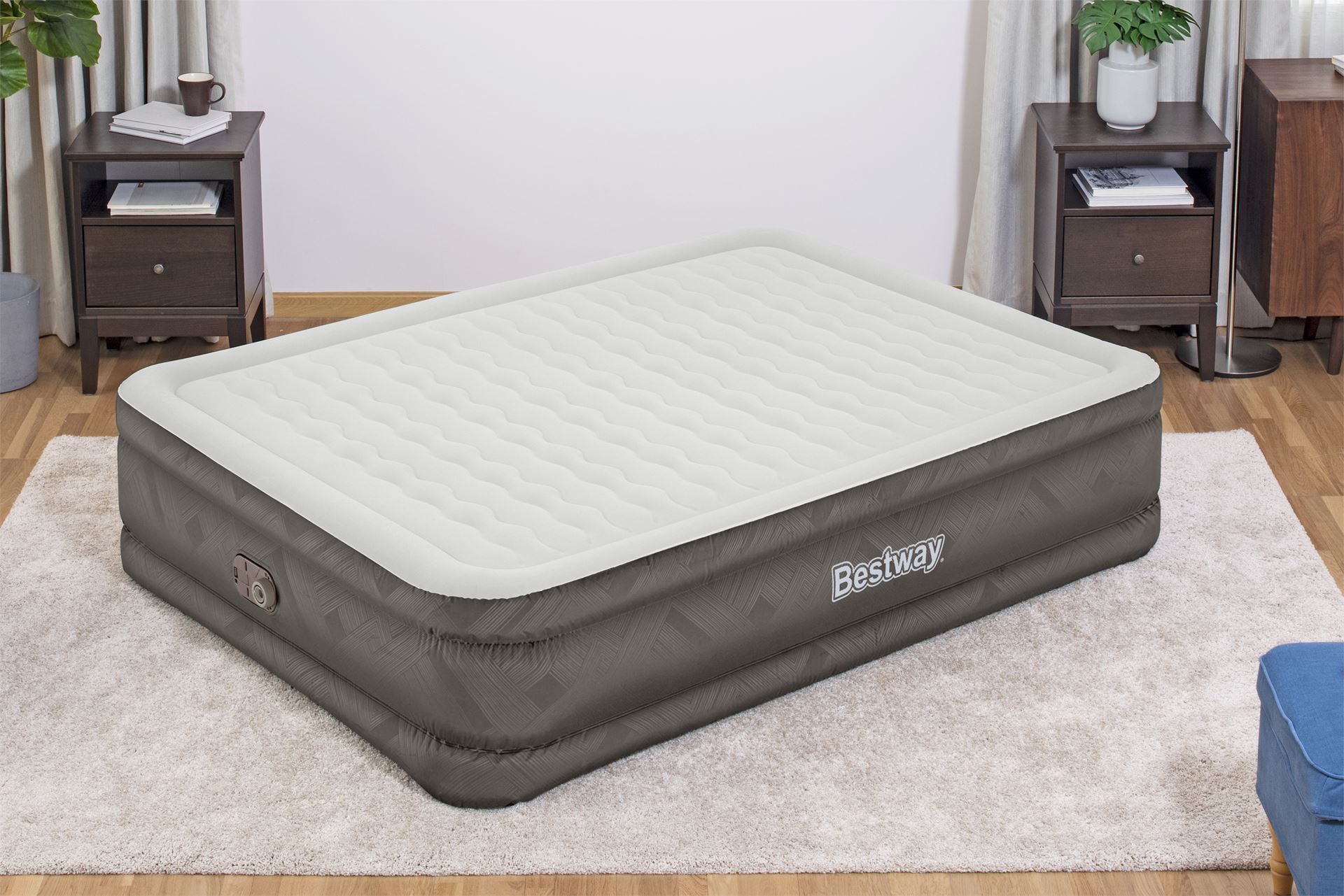 Bestway-2-03m-x-1-52m-x-46cm-Fortech-Air-Mattress-Queen-Built-in-AC-pump