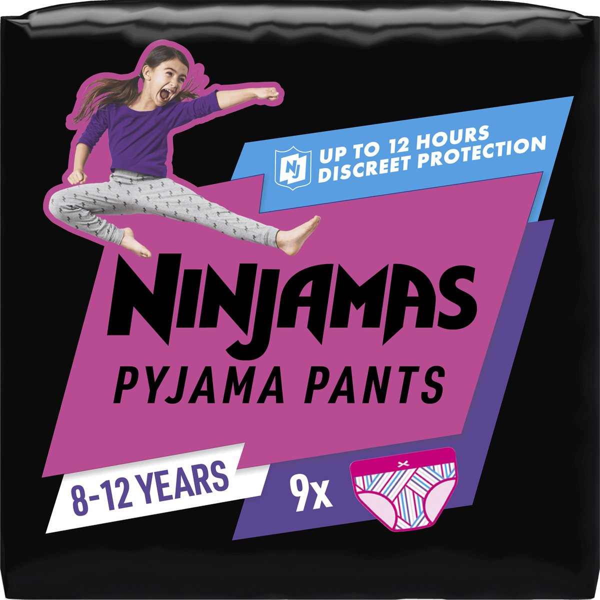 Ninjamas Pyjama Pants Meisje - 9 Nachtluiers - 8-12 Jaar - Bescherming tegen bedplassen
