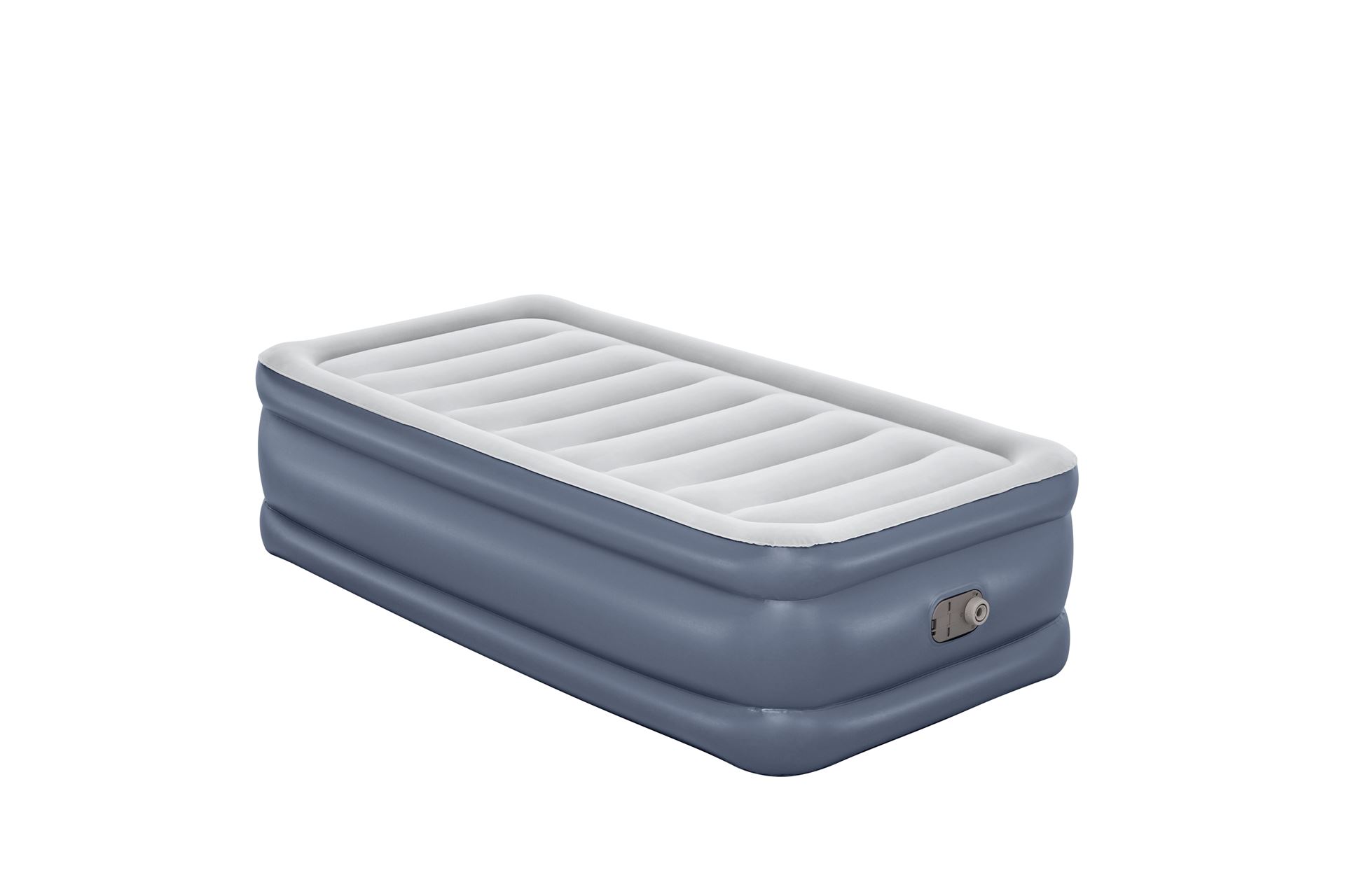 Bestway luchtbed 'Tritech Twin' - 191x97x51 cm - met zijkant, ingebouwde pomp - blauw/wit Bestway-1-91m-x-97cm-x-51cm-Tritech-Air-Mattress-Twin-Built-in-AC-Pump