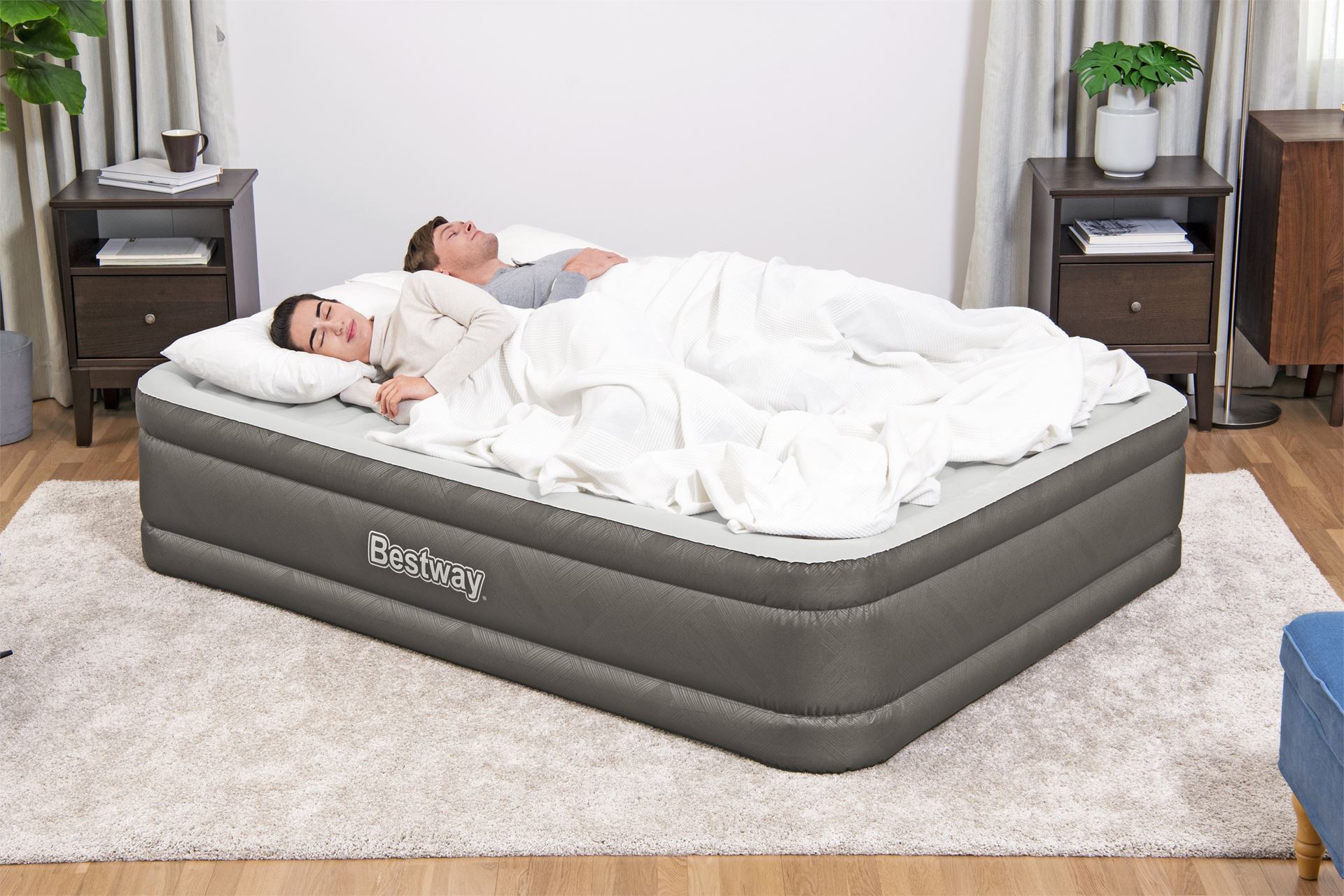 Bestway-2-03m-x-1-52m-x-46cm-Fortech-Air-Mattress-Queen-Built-in-AC-pump