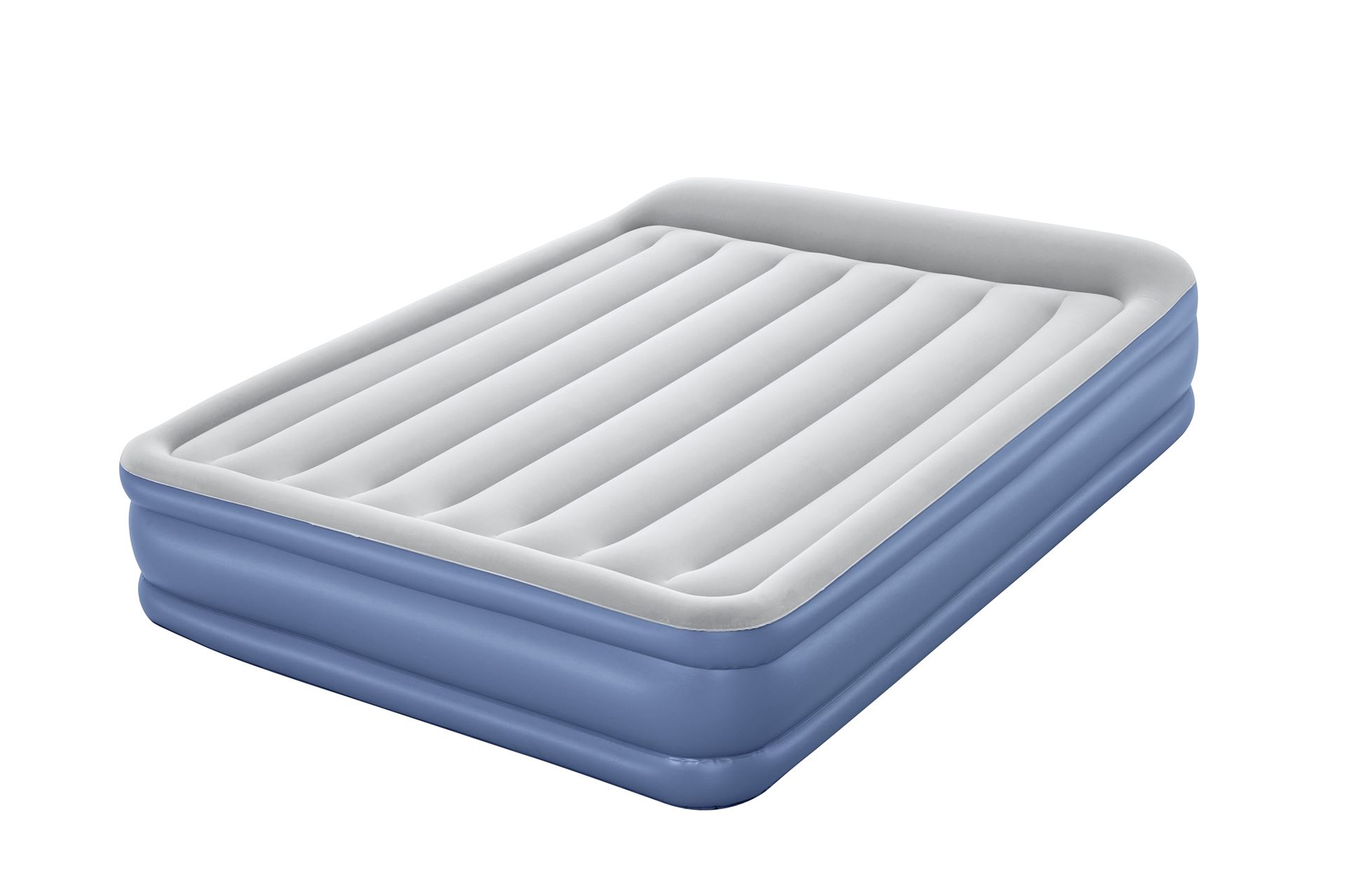 Bestway luchtbed 'Tritech Queen' - 203x152x46 cm - met zijkant, ingebouwde pomp, leegloopventiel en hoofdkussen - blauw/grijs Bestway-2-03m-x-1-52m-x-46cm-Tritech-Air-Mattress-Queen-Built-in-AC-Pump