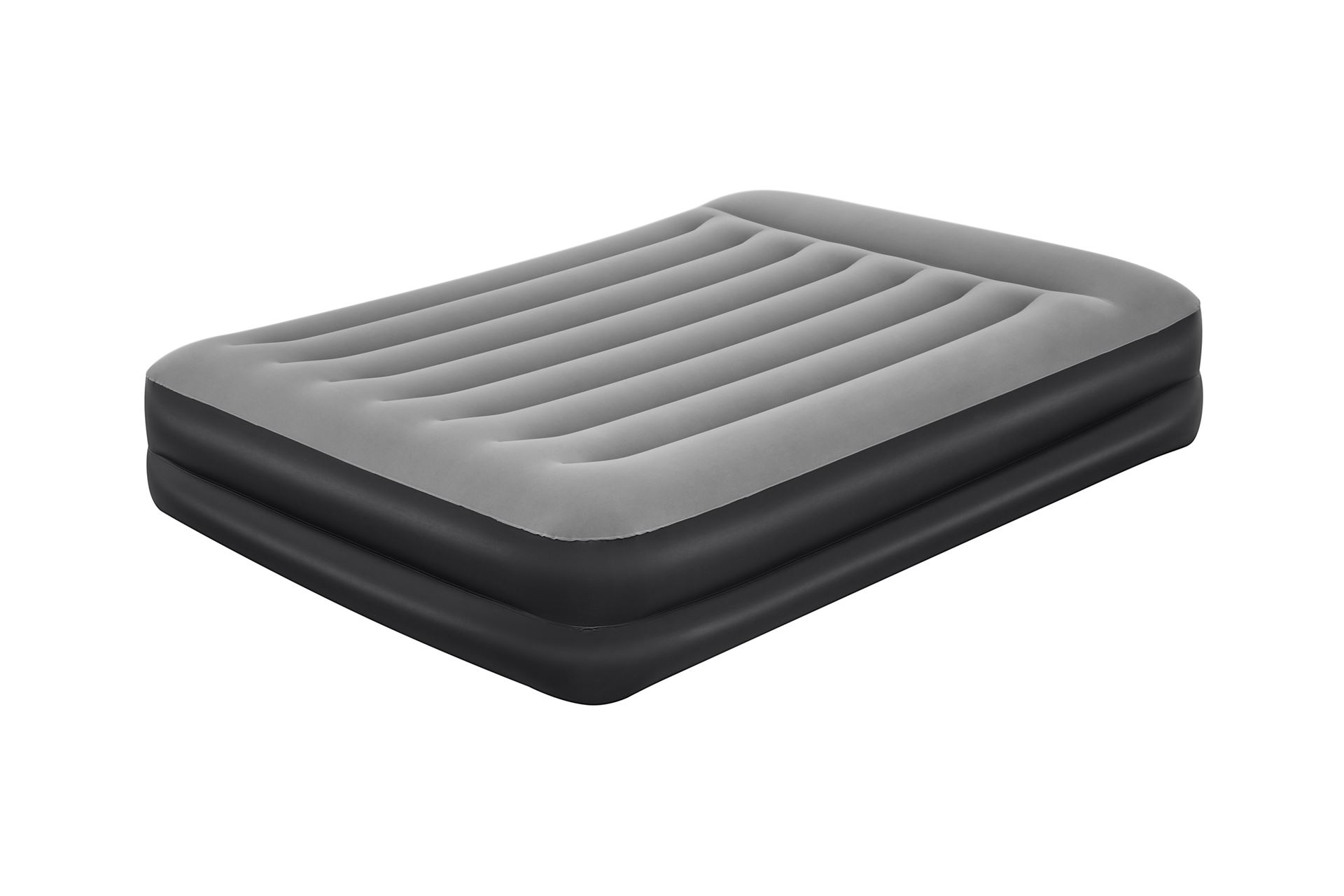 Bestway luchtbed 'Tritech Queen' - 203x152x46 cm - met ingebouwde pomp, leegloopventiel en hoofdkussen - zwart/grijs Bestway-2-03m-x-1-52m-x-46cm-Tritech-Air-Mattress-Queen-Built-in-AC-pump