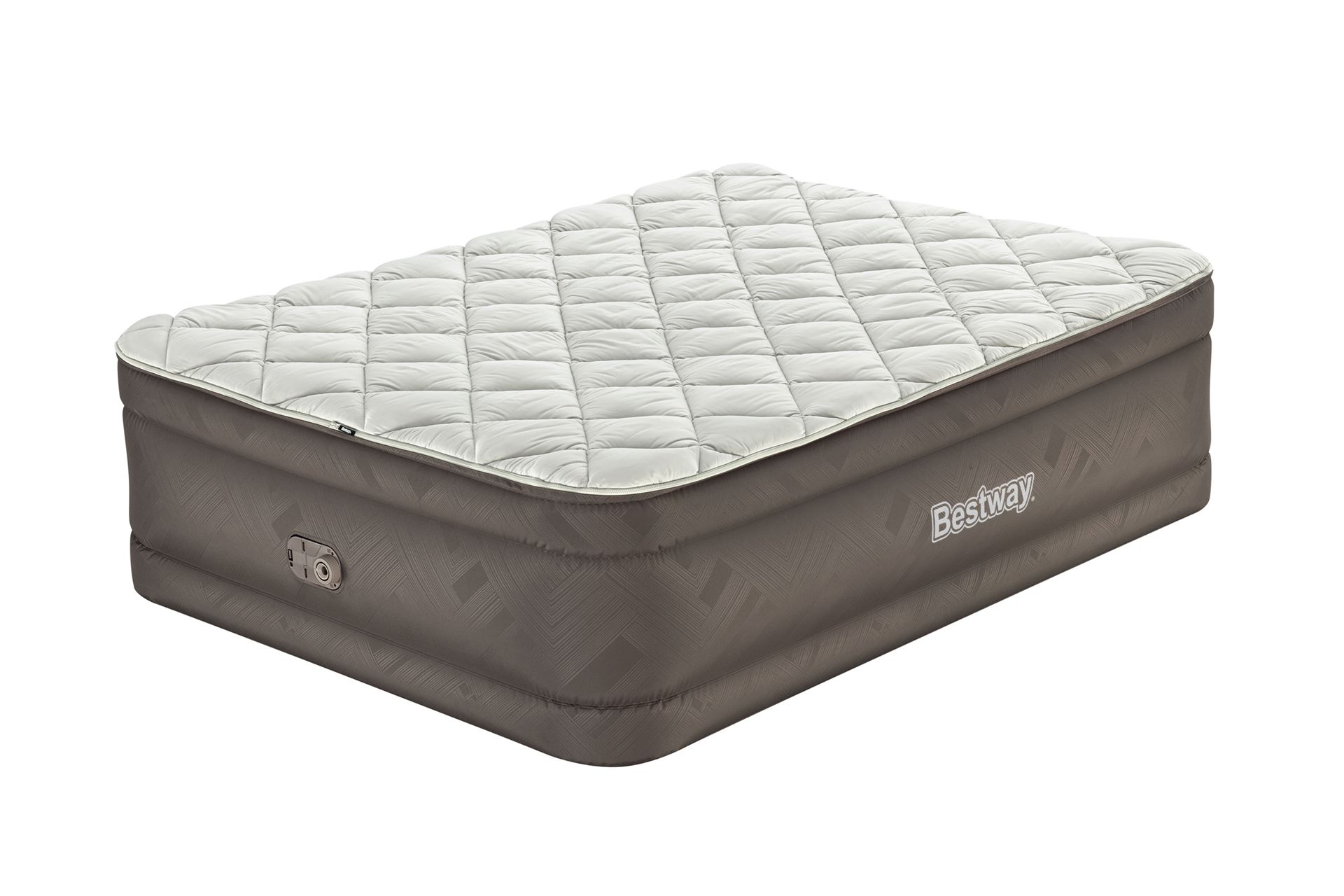Bestway matelas d'air 'Fortech Queen' - 203x152x51 cm - avec pompe incorporée - brun/gris Bestway-2-03m-x-1-52m-x-51cm-Fortech-Duvet-Top-Air-Mattress-Queen-Built-in-AC-Pump